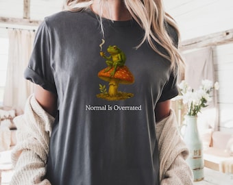 Funny Frog Comfort Colors Shirt, Normal Is Overrated Cottagecore T Shirt