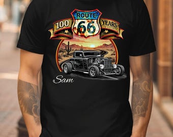 Route 66 T-Shirt, personalisiertes Oldtimer-Jubiläumsfeier-Shirt