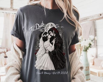 Til Death Custom shirt Comfort Colors Lgbt Lesbian Tshirt Gay Gothic Wedding Tee | Gay Couple Gift, Engagment valentine WLW