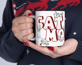 Katzenmama Becher, personalisierte Kaffeetasse, Muttertagsgeschenk, Katzenliebhaber,