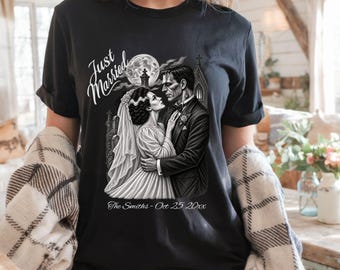 Custom Til Death Shirt Gothic Wedding Shirt Comfort Color Just Married T Shirt Halloween Frankenstein Newlyweds gift