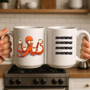 Octopus Coffee Mug: Hyper-Caffeinated,Funny Ocean Lover Gift