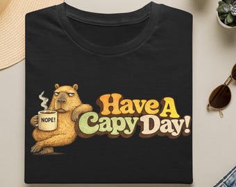 Capybara shirt, Have a Capy Day! Capybara Illustration T-Shirt | Funny Coffee Shirt