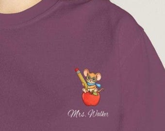 Teacher name Shirt, Comfort Color Personalized Shirt, Apple Mouse Design Teacher Team Tee, Back to School Shirt