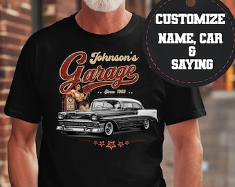 Kundenspezifisches Auto-Hemd, personalisiertes Vati-T-Shirt, Weinlese-Auto-Liebhaber, Vatertagsgeschenk