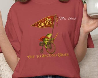 Comfort Colors® Zweite Klasse Lehrer-Shirt, 2.Grad-Matching-Gruppe T-Shirt Floral Blau Faux Patchwork Educator Back to School Team T-Shirt