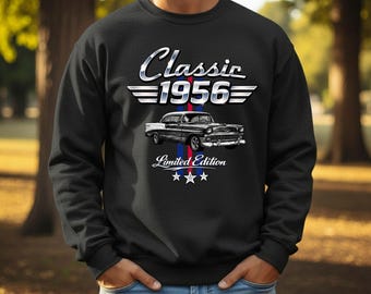 Men 70th Birthday, Custom Car Sweatshirt, Vintage Car Lover,  Fathers Day Gift