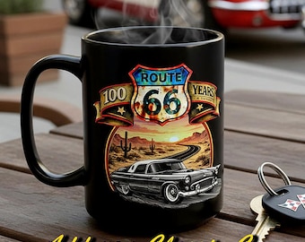 Route 66 Oldtimer-Tasse - personalisiertes Geschenk zum Jahrestag