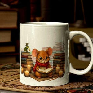 Personalized Reader Mouse Mug, Book Lover Cup