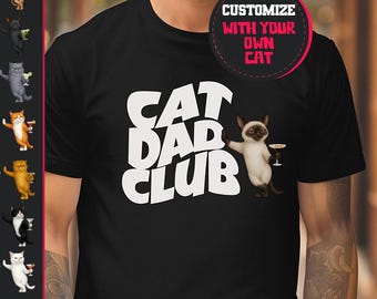 Dad Cat Club T-Shirt | Benutzerdefinierte Katze Dad Shirt Katzenliebhaber Geschenk