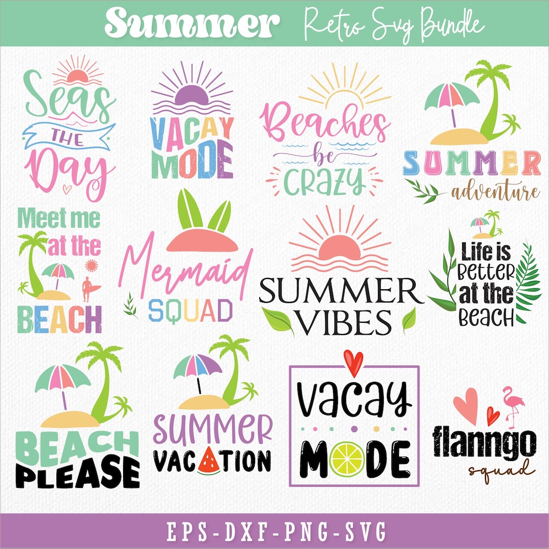 Summer Beach Quotes SVG Bundle: Cricut & Silhouette Cut Files - Etsy