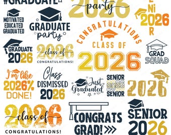 Senior 2026 SVG Bundle: Graduation Shirt Designs (Digital Download)
