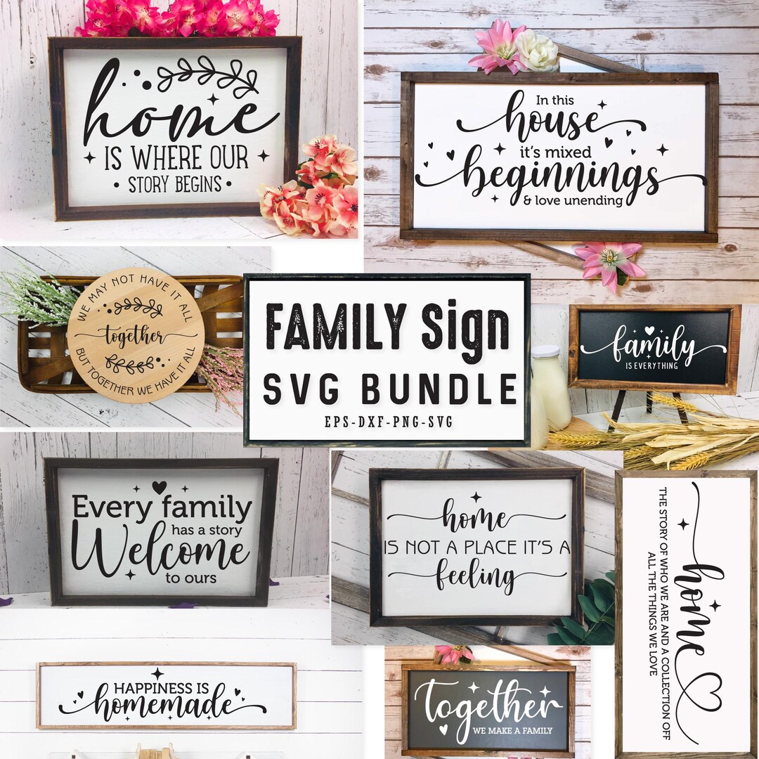 Family Sign Svg Bundle, Funny Cut Files, Home Decoration Pack ...