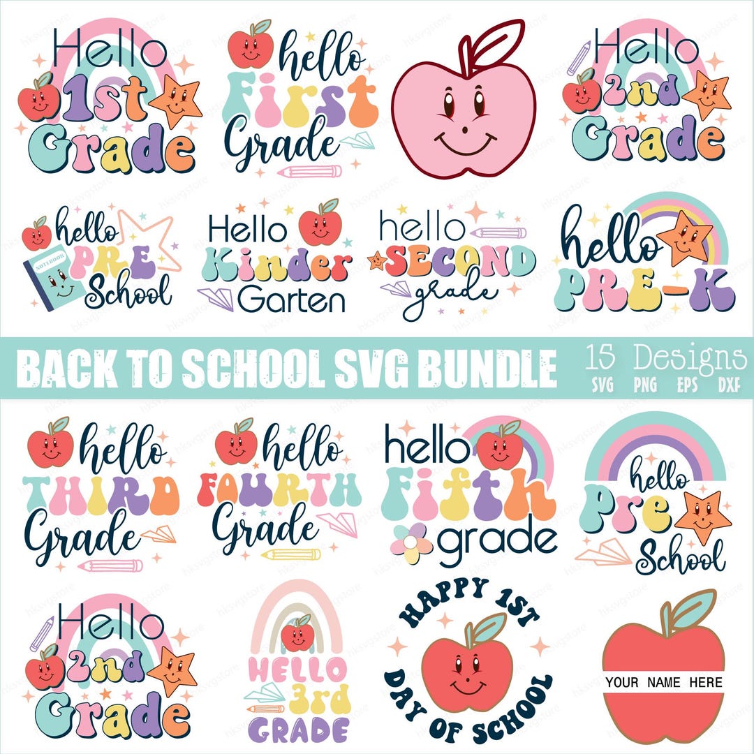 Back to School SVG PNG Bundle: Teacher & First Day Designs (digital ...