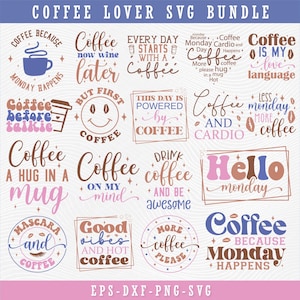 Coffee SVG Bundle: Funny Quotes, Caffeine Queen - Cut Files (Digital Download)