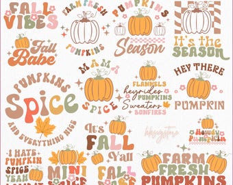 Retro Fall SVG Bundle: Thanksgiving, Pumpkin, Coffee Mug Designs (Digital Download)