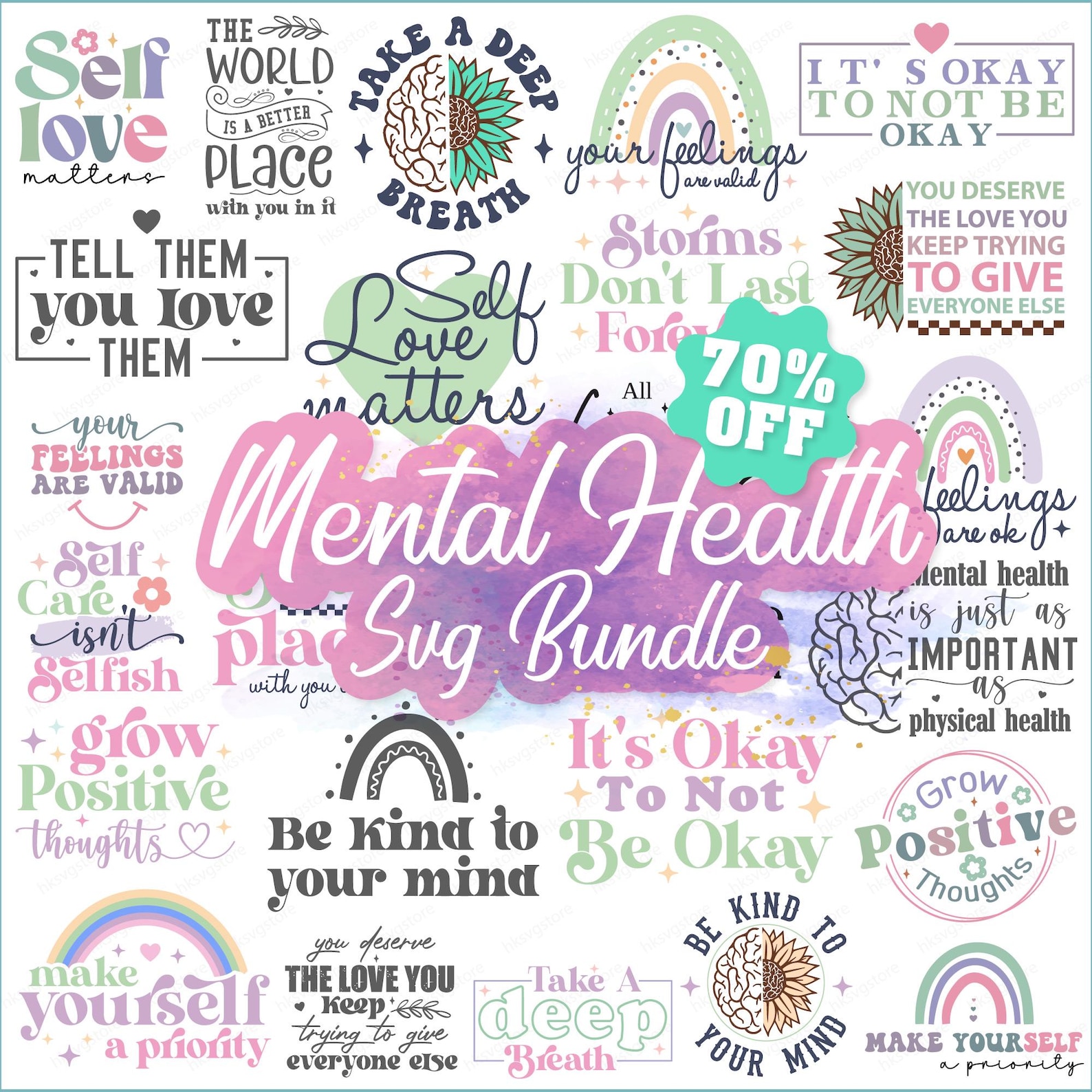 Mental Health Awareness SVG Bundle: Inspirational Designs, Cricut Cut ...
