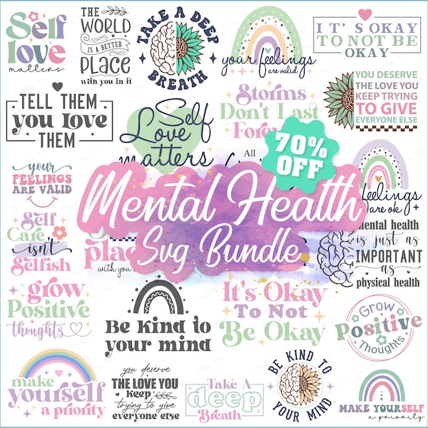 Psychische Gesundheitsbewusstsein SVG-Bundle: Inspirierende Designs, Cricut Cut Dateien