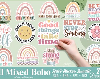 Boho Motivational Sticker Bundle: Positive Affirmations (Digital Download)
