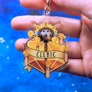 Portachiavi in acrilico per classe D&D Cleric - Accessori ispirati a Dungeons and Dragons