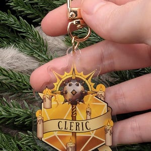 Cleric D&D Acrylic Class Keychain - Dungeons and Dragons Inspired Accessories