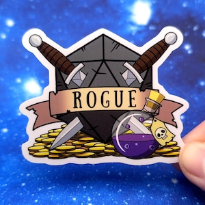 Rogue Dungeons and Dragons Inspired 2.5 Inch Clear Backing Waterproof Vinyl Sticker