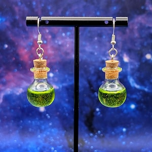 D&D Inspired Hypoallergenic Acid Potion Bottle Earrings
