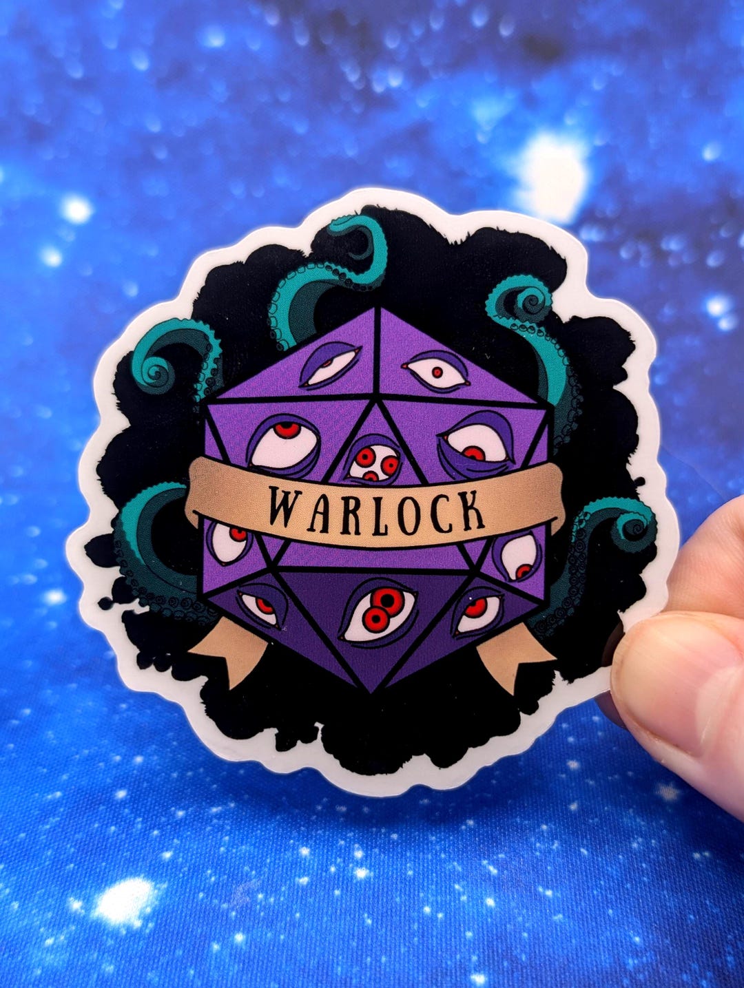 Warlock Sticker Warlock Dungeons and Dragons Inspired 2.5 Inch Clear Backing Waterproof ...