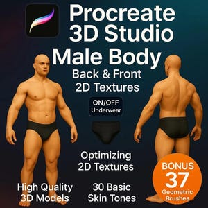 Procreate Tattoo Body Parts - Procreate 3D Body - 3D Male Models - Anatomy 3D Bundle - Male Tattoo Body Parts