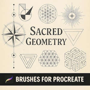 Procreate 幾何学模様、魔法の幾何学 Procreate ブラシ、神聖な装飾タトゥー、神秘的な幾何学 Procreate スタンプ、タトゥー ステンシル