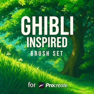 Ghibli Brush pack for Procreate , Procreate Forest Brushes – nature, tree, foliage, and grass set for environment and landscape illustration