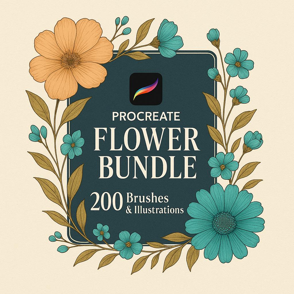 200 sellos y pinceles botánicos para Procreate – flores y hojas, uso comercial