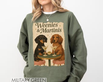 Koszulka Weenies and Martinis Dachshund Weenie Tini Koszulka z jamnikiem Koszulka z psim klubem towarzyskim Koszulka Doxie Dog Mom Prezent dla właściciela psa Uroczy prezent dla mamy psa
