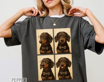 Comfort Colors® Photobooth Dackel Shirt Lustiges Wiener Hund Tee Dackel Geschenk Dackel Mutter Shirt Süßes Dackel Liebhaber T-Shirt Retro Lustig