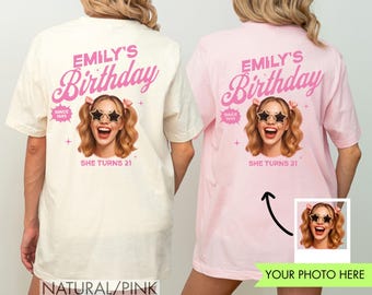 Camiseta personalizada para 21 cumpleaños, camiseta con foto personalizada, regalo para 21 cumpleaños, camiseta grupal, ideas para regalos de cumpleaños, camisetas familiares a juego