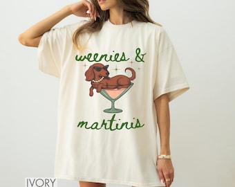 Koszulka Weenies and Martinis Dachshund Weenie Tini Koszulka z jamnikiem Koszulka z psim klubem towarzyskim Koszulka Doxie Dog Mom Prezent dla właściciela psa Uroczy prezent dla mamy psa