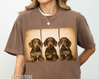 Weenies and Martinis Dachshund Weenie Tini Tee Wiener Shirt Dog Social Club Tshirt Doxie Dog Mom Gift For Dog Owner Cute Gift For Dog Mom