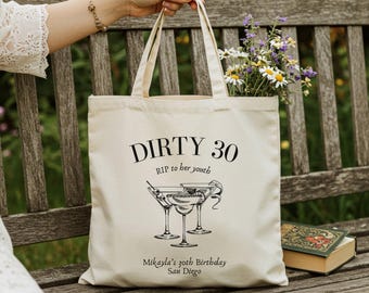 Sac fourre-tout personnalisé Dirty Thirty, 30e ANNIVERSAIRE, Dirty 30, vintage 1995, 30e anniversaire, groupe d'anniversaire drôle, Dirty Thirty