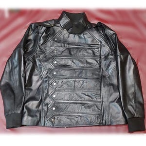 Handmade Captain Inspired Winter Soldier Personalized Bucky Costume Barnes Cosplay Black Leather Jacket with Removable Arms for Men Women
