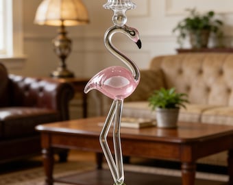 Handmade Glass Flamingo Candle Holder, Home Decor
