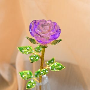 Customized Crystal Rose Ornament, Glass Rose Bouquet, Home Crystal Decorations, Mother&#39;s Day, Wedding Anniversary, Crystal Glass Flower Gift