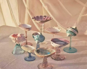 Handcrafted Seashell Goblet, Coastal Wine Glass, Beach Wedding Decor Halloween gifts