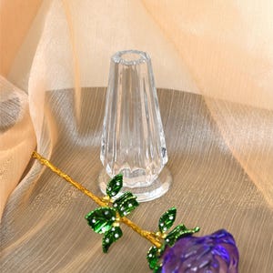 Glass roses, crystal roses, beautiful flowers, home decor, gifts for her, valentine&#39;s day gifts, purple roses, glass flowers, glass art