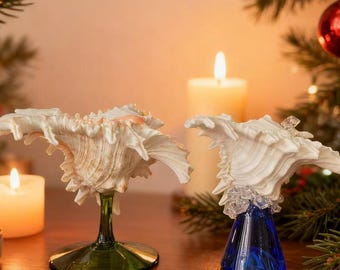 Copas de vino artesanales con forma de concha, copas para bodas en la playa, regalo nupcial