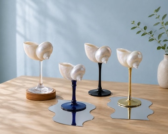 Handgemaakte wijnglazen van schelpen, romantische martiniglazen, decoratie voor strandbruiloften, Hawaïaans feest