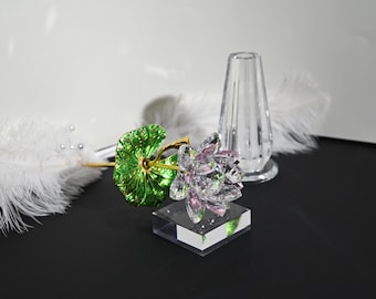 Crystal Lotus Ornament, Elegant Glass Decoration, Gift Box