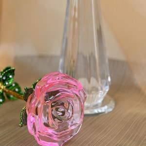 Customized Crystal Rose Ornament, Glass Rose Bouquet, Home Crystal Decorations, Mother&#39;s Day, Wedding Anniversary, Crystal Glass Flower Gift