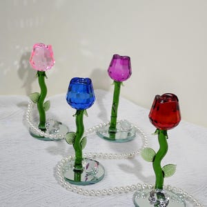 Customized Crystal Rose Ornament, Glass Rose Bouquet, Home Crystal Decorations, Mother&#39;s Day, Wedding Anniversary, Crystal Glass Flower Gift