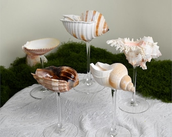 Customize Seashell Wine Glasses, Natural Conch Glass, Handmade Seashell Martini Glasses, Wedding Bridal Bridesmaid Gift, Party Goblets,Glass