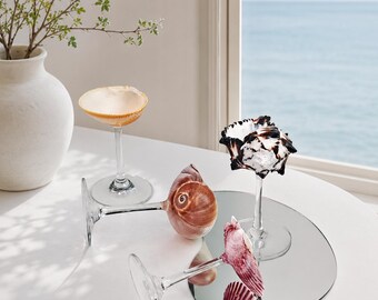 Handmade Seashell Martini Glasses, Natural Conch Shell Wine Goblets, Beach Wedding Decor, Coastal Barware, Bridesmaid Gift